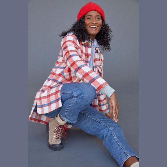 Anthropologie Hutch Plaid Shirt Jacket - New - Size Large - Picture 2 of 5